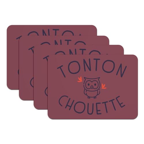 Sets de table chouette rouge dessous caoutchouc repas famille - 2