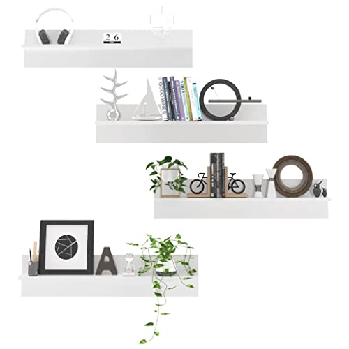 VidaXL Mensole a Muro 4 pz Bianco Lucido