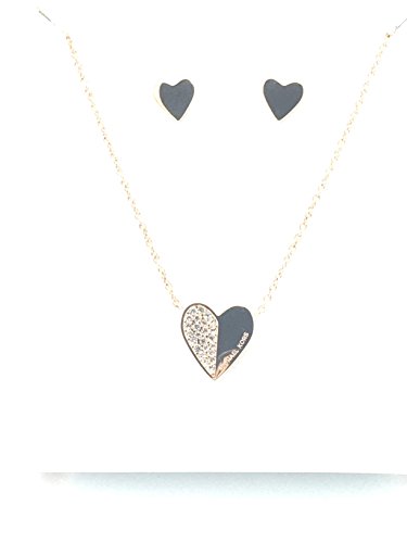 Michael Kors Set Mkj5947791 Stud Earrings & Pave Crystal Neckless Rose Gold Tone #TOP25