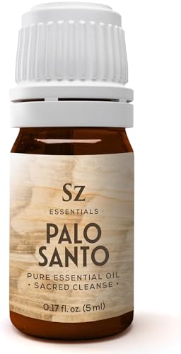 Sz Essentials Palo Santo Essential Oil – 100% Pure – Ethically Sourced from Peru – Sacred Oil for Ritual Use, Spiritual Cleansing & Energy Clearing – Bursera graveolens – Vegan – 0.17 fl oz (5mL)