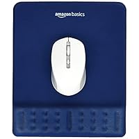 AmazonBasics Gel Mouse Pad Wrist Rest Memory-Foam Ergonomic Design | Cushion Wrist Support & Pain Relief | Suitable for Gaming, Computer, Laptop, Home & Office Anti-Slip Rubber Base (Blue)