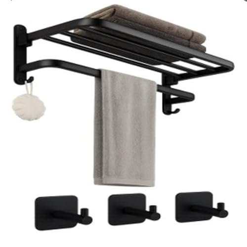 P&C HOGAR Toalleros de Baño sin Taladro - Toallero Adhesivo Baño, Accesorios Baño Adhesivo, Organizador de Baño, Set Colgador Toallas Negro, Toallero Pared Baño