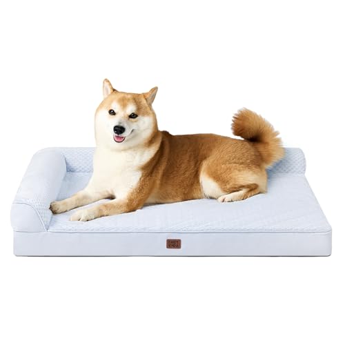 EHEYCIGA Memory Foam Dog Bed for Crate, Large Orthopedic Dog Bed, Washblue