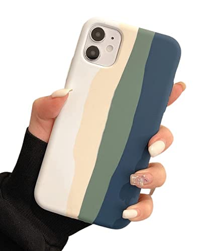 Image of M Cart Case Liquid Silicone Case Cover Gel Rubber Full Body Protection Shockproof Case Cover Compatible with iPhone 12 Cases /iPhone 12 /12 Pro (2020) 6.1 inch (Rainbow White)