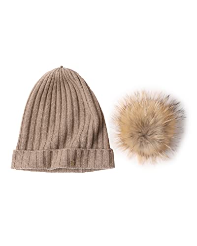 100% Pure Cashmere Pom Ribbed Beanie Hat For Women, Fashion Soft Beanie Hat With Gift Box, Valentine's Day Gift #TOP3