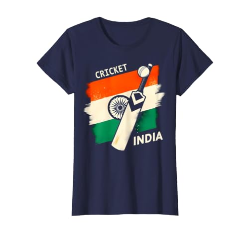 India Cricket Jersey 2024, Cricket Flag of India Team T-Shirt, Women, Navy Blue, Medium