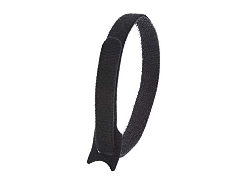 Secure 12 Inch Black Hook and Loop Tie Wrap - 10 Pack