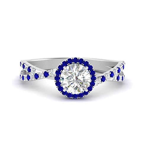 Bague engagement halo twist argent rond cadeau dames taille 47 au 70