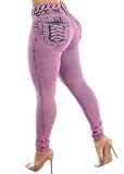 Moda Xpress Womens Juniors High Waisted Butt Lifting Acid Wash Skinny Jeans 10404M