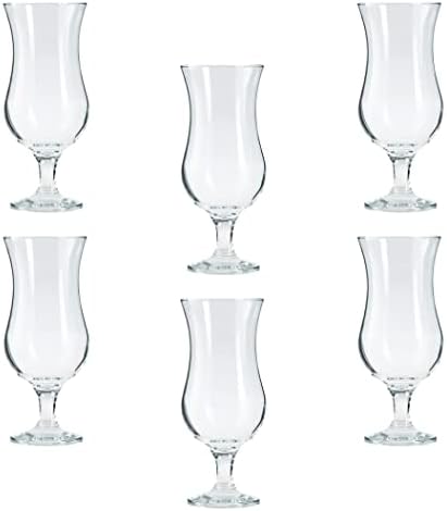 Hurricane Large Cocktail Drinking Glasses. Pina Colada Glass. (Set of 6) (460 cc/ml)