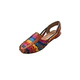 Macarena Collection Sandals women Huarache Sandal Colorful Leather Mexican Style Color Black 078 (Multicolored, US Footwear Size System, Adult, Women, Numeric, Medium, 5)