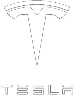 Large White: Tesla Logo Sticker (Vinyl Decal Insignia Elon Musk Design for Electric Cars, Trucks, Laptops (8.5 x 11 inch)