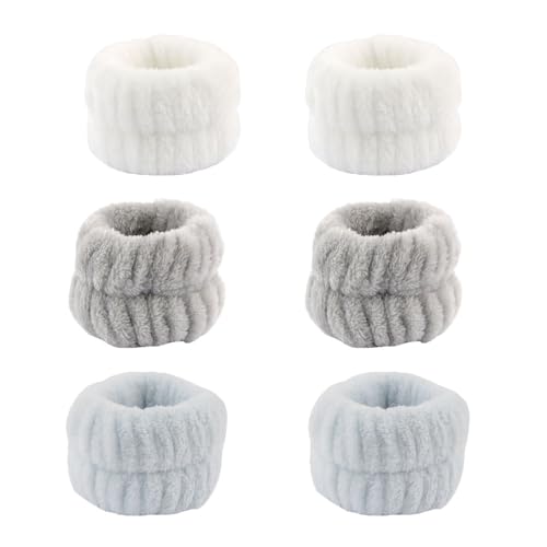 洗顔リストバンド多機能吸水リストバンド袖濡れ防止高弾性速乾ふわふわ弾性サンゴ絨毯ヘアバンド吸水吸汗3点セット袖のぬれ防止