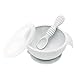Bumkins Suction Silicone Baby Feeding Set, Bowl, Lid, Spoon, BPA-Free, First Feeding, Baby Led Weaning - Marbled