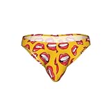 SDEGTHO Slip sexy da donna con stampa labbra rosse che sorridono e mordono le labbra, slip sexy da uomo, mutandine a vita bassa, regalo unico per la biancheria intima maschile, Nero , 4XL
