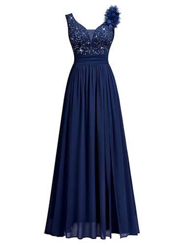 Miusol Women's Vintage V-Neck Sleeveless Sequined Split Formal Evening Maxi Dress3