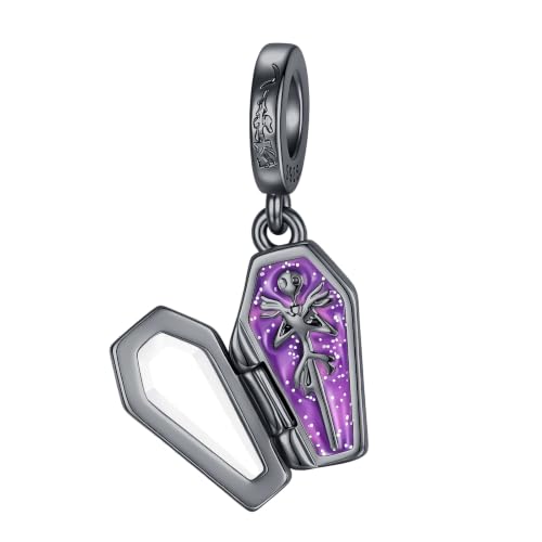 LUXILLA Halloween Coffin Jack Charm 925 Sterling Silver Charms Fits Bracelets Necklace Pendant Bead Jewelry Gift for Women Family Friends
