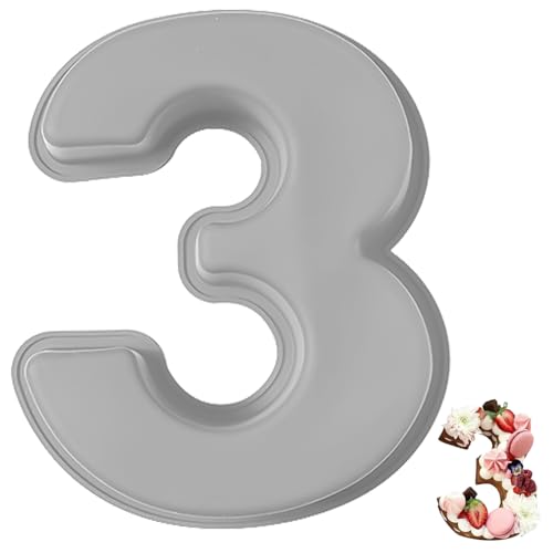 YXHZVON Kuchenform Zahlen Silikon Backform Zahl 3, Number Cake Backform, Groß 3D Zahlen Tortenform, Antihaftige DIY Motivbackformen für Kindergeburtstag, Hochzeit Jubiläum(Grau) YXHZVON Kuchenform Zahlen Silikon Backform Zahl 3, Number Cake Backform, Groß 3D Zahlen Tortenform, Antihaftige DIY Motivbackformen für Kindergeburtstag, Hochzeit Jubiläum(Grau)