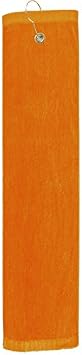 Premium Velour Golf Towel with Tri-fold Hook & Grommet Placement-Orange