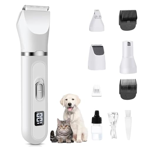 Image of Qpets 4 in 1 Electric Dog Grooming Kit - USB Hair Trimmer with 2 Limiting Combs for Thick Long Hair - Suitable for Dogs and Cats