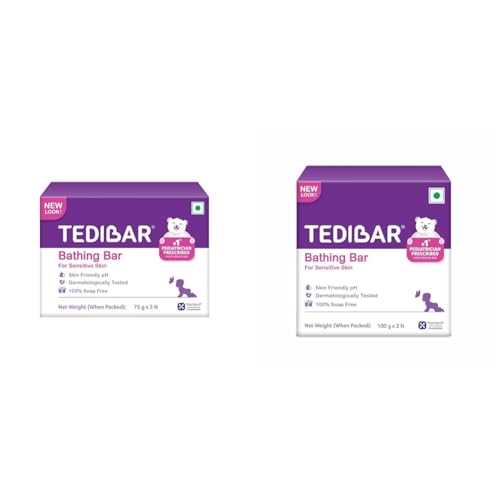 Tedibar Moisturising Baby Bar 75g(Pack of 3) & Tedibar Moisturising Baby Bar 100g (Pack of 2)