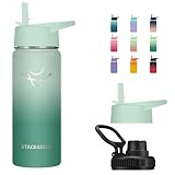 STACEGEELE Insulated Vacuum Water Bottle for Kids with Straw Lid Stainless Steel Flask Thermos for B