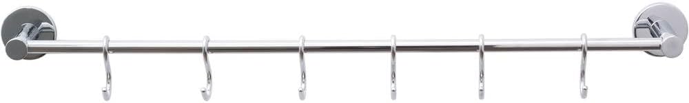 tesa Loxx No Drill, Wall Mounted Kitchen Rail for Hanging Utensils, Chrome-Plated Metal, Removable Adhesive Glue Technology