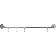 tesa Loxx No Drill, Wall Mounted Kitchen Rail for Hanging Utensils, Chrome-Plated Metal, Removable Adhesive Glue Technology