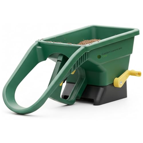 Garden Lawncare Guy Hand Held Spreader - Rotary Spreader for Grass Seed, Fertiliser and Rock Salt - 2 Litre Capacity