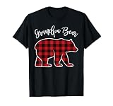 Grandpa Bear Pajama Red Buffalo Xmas Funny Family Christmas T-Shirt