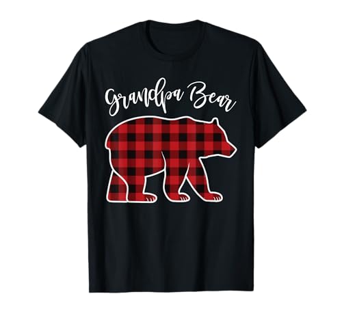 Grandpa Bear Pajama Red Buffalo Xmas Funny Family Christmas T-Shirt