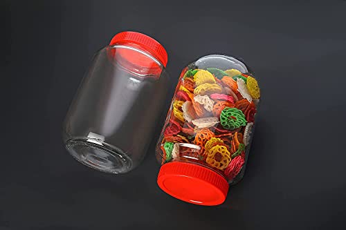 Image of PRAMUKH FASHION Glass Jars and Containers 2000 Ml Barni Kitchen Masala Grocery Storage Glass Jar and Container Air Tight Red Lid Pack of (2)