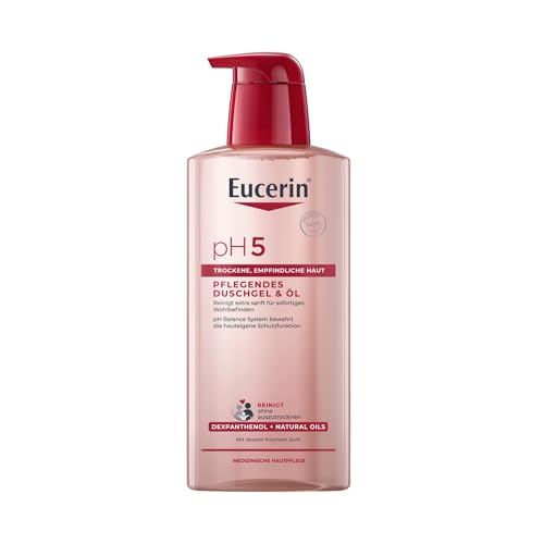 Eucerin pH5 Pflegendes Duschgel und Öl 400 ml, seifenfreies Duschöl für sehr trockene und empfindliche Haut, für die tägliche Hautpflege mit natürlichen Ölen
