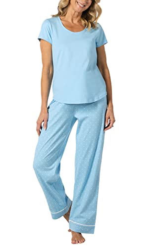 PajamaGram Women Pajama Sets - Pajamas Sets For Women, Light Blue Polka Dot, 1X