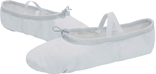 L-Run Classic Ballet Slipper With Drawstring Canvas Dance Shoes White #TOP4