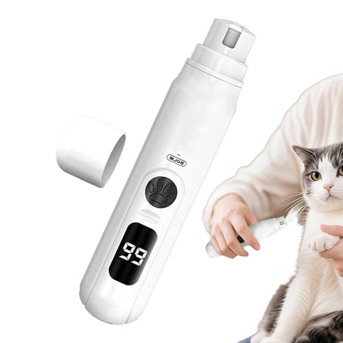 静音電動犬用爪やすり - 3段階スピード調整機能付きペット用爪やすり、マルチホールヘッド、猫、犬、ウサギ用静音トリマー | 子犬、子猫、動物の足の爪ケア用プロ仕様グルーミング用品、LEDディスプレイ付き