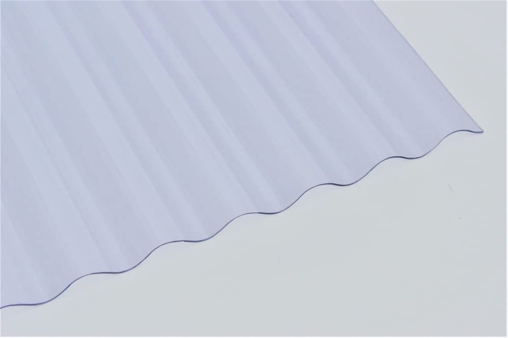 Polycarbonate Roofing Panel, Curved, in Clear, Corrugated Roofing Material,Rainproof 21" W x 72" L (Set of 10)