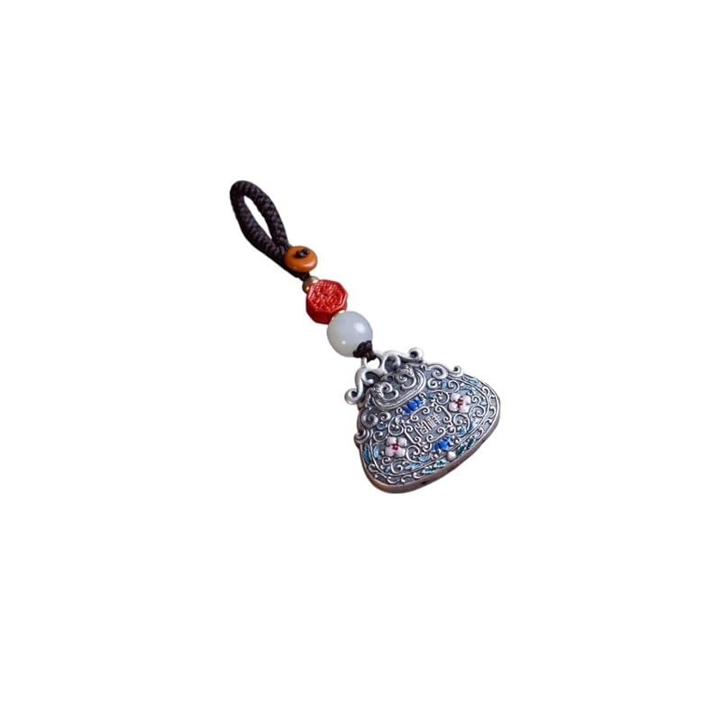 ADERFETBI Llavero Llavero de Coche con Cerradura de corazón de Plata Pura, Colgante Retro, joyería for Llaves, Mochila for Parejas, decoración for Llaves Llavero Coche