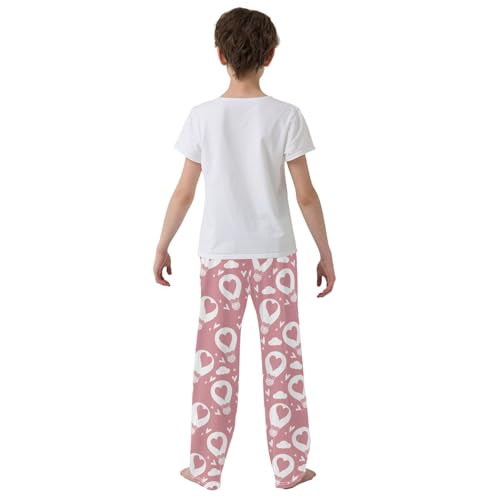Hot Air Balloon Love Heart Boys Long Pants Soft Trousers Elastic Waist Kids Lounge Bottoms with Pockets S-XL3