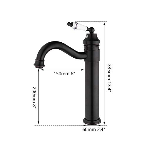Mitigeur de lavabo noir poli de qualité supérieure à commande monocommande - 3