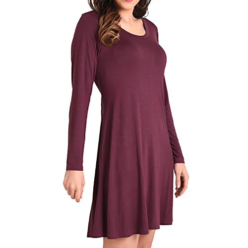 Image of Miss Lavish London Women's Long Sleeve Swing Dress with Pockets Relaxed Fit Soft Casual Dress