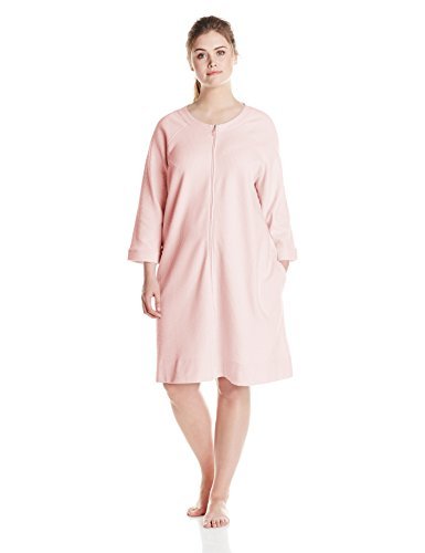 Carole Hochman Women's Plus Size Classic Waffle Knit Short Zip Robe
