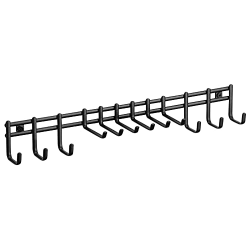 Mdesign Closet Wall Mount Metal Accessory Organizer And Storage Center - Modern Slim Holder For Womens And Mens Ties, Belts, Scarves, Sunglasses, Watches - 12 Hooks - Matte Black #TOP5