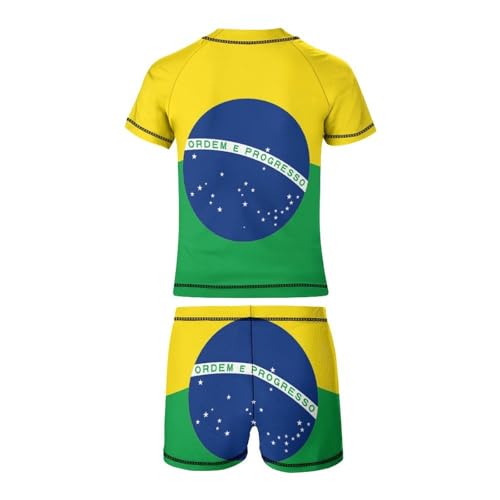 Brazil FlagChildren's Casual Swimsuit Set - Simple and Versatile10-12Y（150cm）3