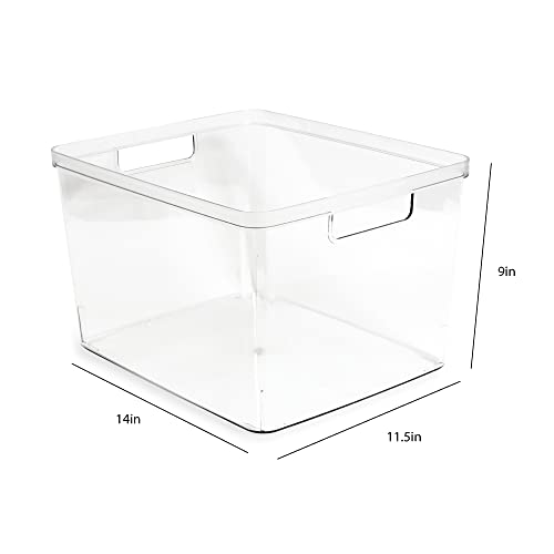 Isaac Jacobs 2-Pack Extra-Large Clear Storage Bins (11.5” L x 14” W x 9” H) w/Cutout Handles, Plastic Organizer for Home, for Kitchen, Fridge, Pantry, BPA Free, Food Safe (2-Pack, Extra-Large) by Isaac Jacobs - Image 3