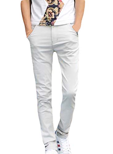 [SunSet Hill]カジュアル ファッション パンツ スリムフィット チノパン ストレッチ スキニー カラーパンツ ロングパンツ メンズ レディース ライトグレー 38サイズ