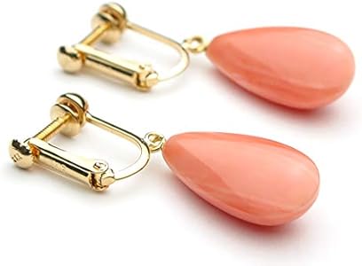 Amazon | ピンク珊瑚 ドロップ K18 イヤリング【アートコーラル 