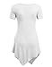 MBJ WT638 Short Sleeve Shirts for Womens Tops Casual V-Neck Summer Clothes Asymmetrical Tunic Blouses XL White