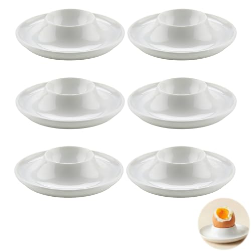 6 Pcs Premium Quality White Plastic Egg Holders, Elegant and Durable Egg Cups Set, for Soft and Hard Boiled Eggs, Classic Minimalistic Style, Suitable for Dining Event, Oven and Microwave Safe