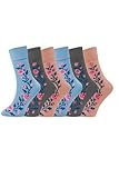 ARG 6 PAIRS WOMENS NON ELASTIC DIABETIC SOCKS LADIES EASY GRIP LOOSE SOFT TOP COTTON SOCK FOR SWOLLEN FEED ODEMA FRIENDLY UK 4-8 (Cotton, Floral)